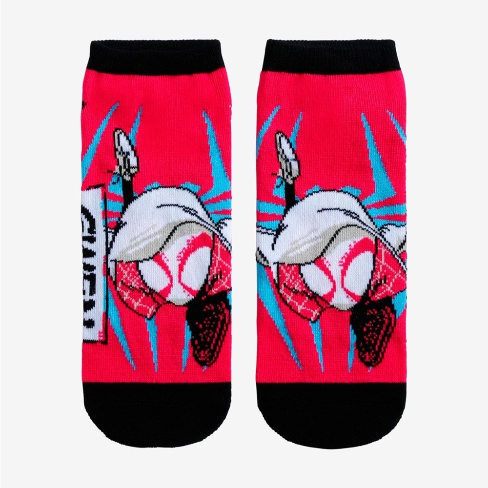 Marvel Spider-Gwen No Show Pink Socks Spider-Man Ghost Spider Hot Topic Disney